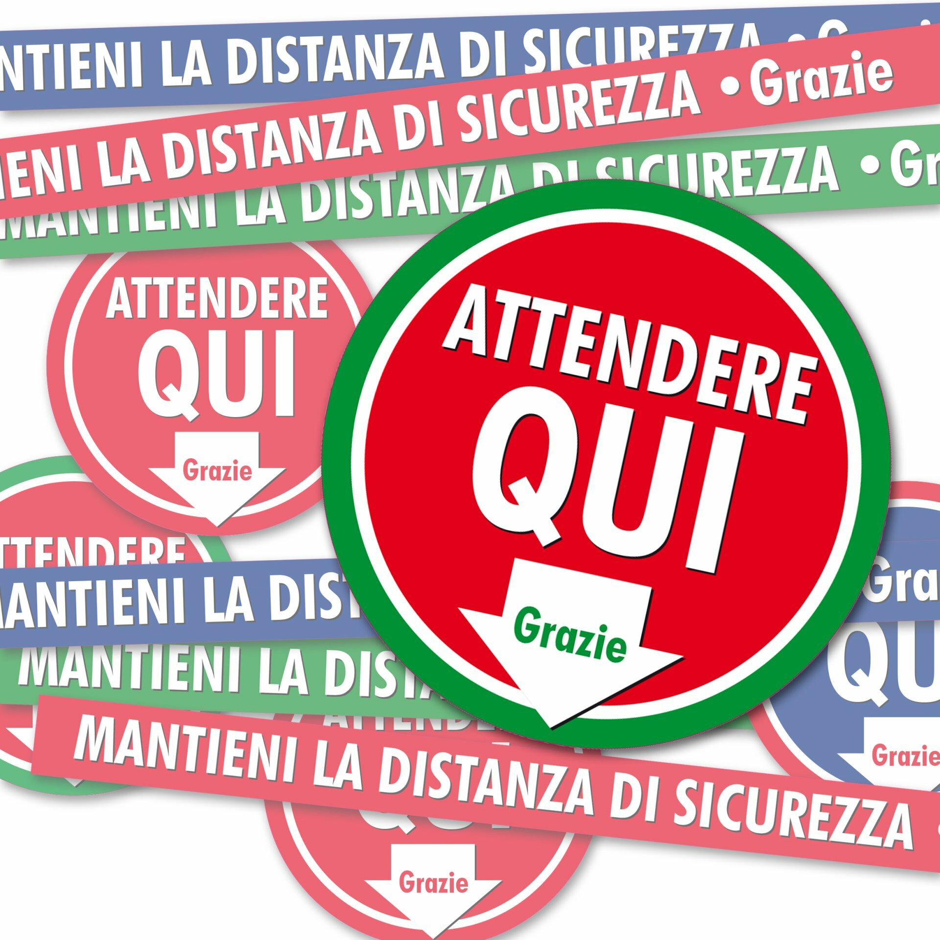 Adesivi Distanziamento Sociale - 20x20cm, Giallo/Nero, Vinile Antiscivolo - Foto 10