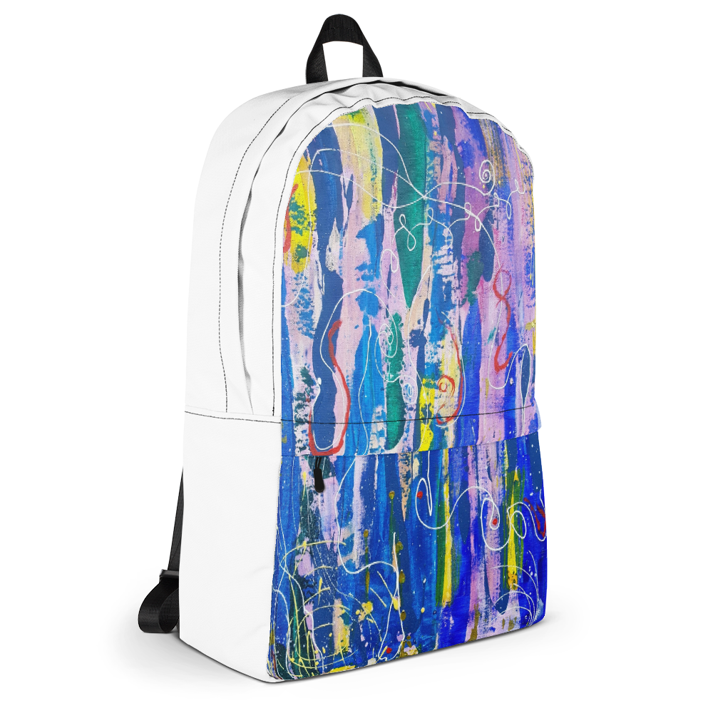 Unisex Backpack with Graffiti Art Print (White)