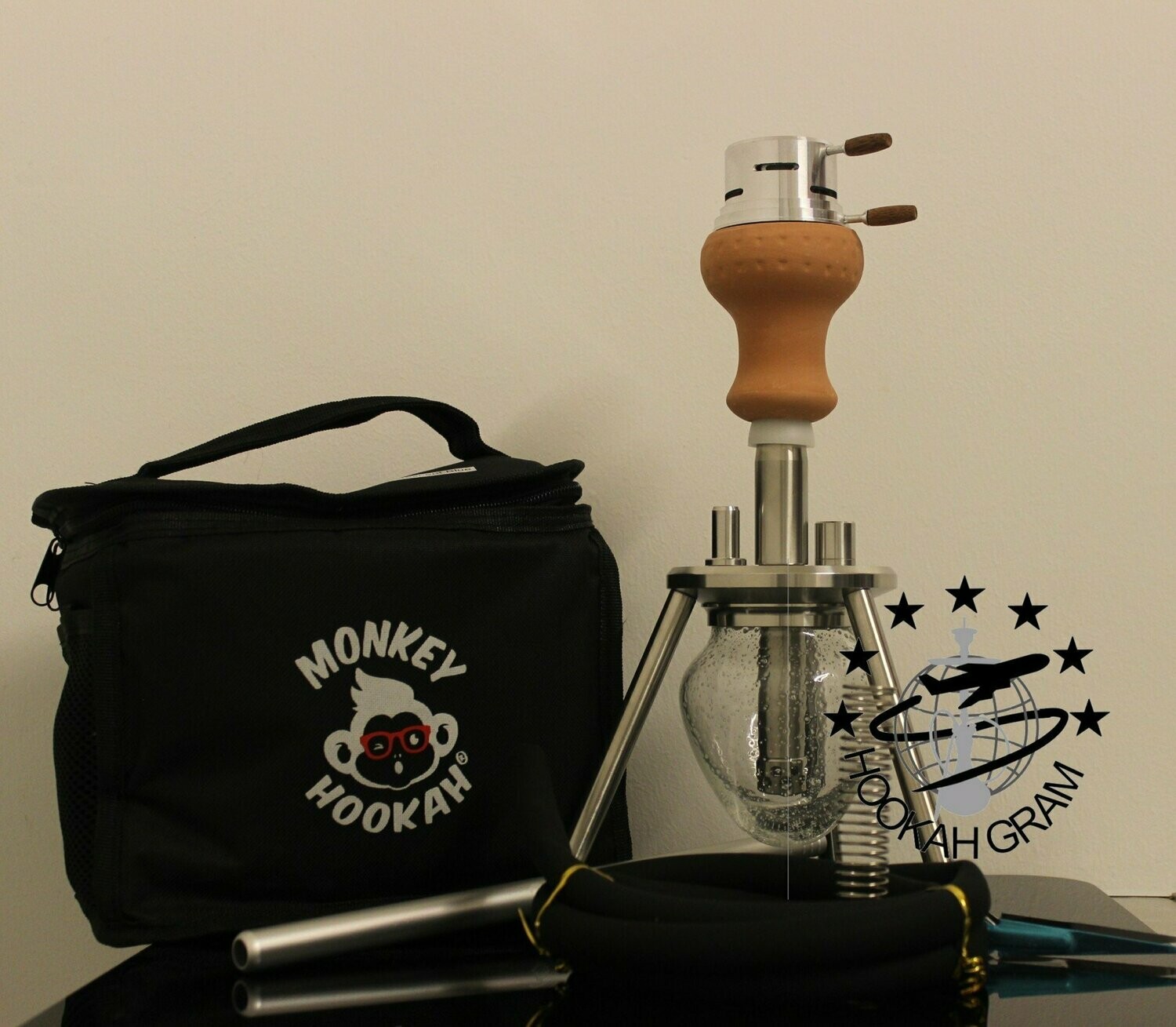 Monkey Hookah Mini Spider clear/schwarzer Schlauch