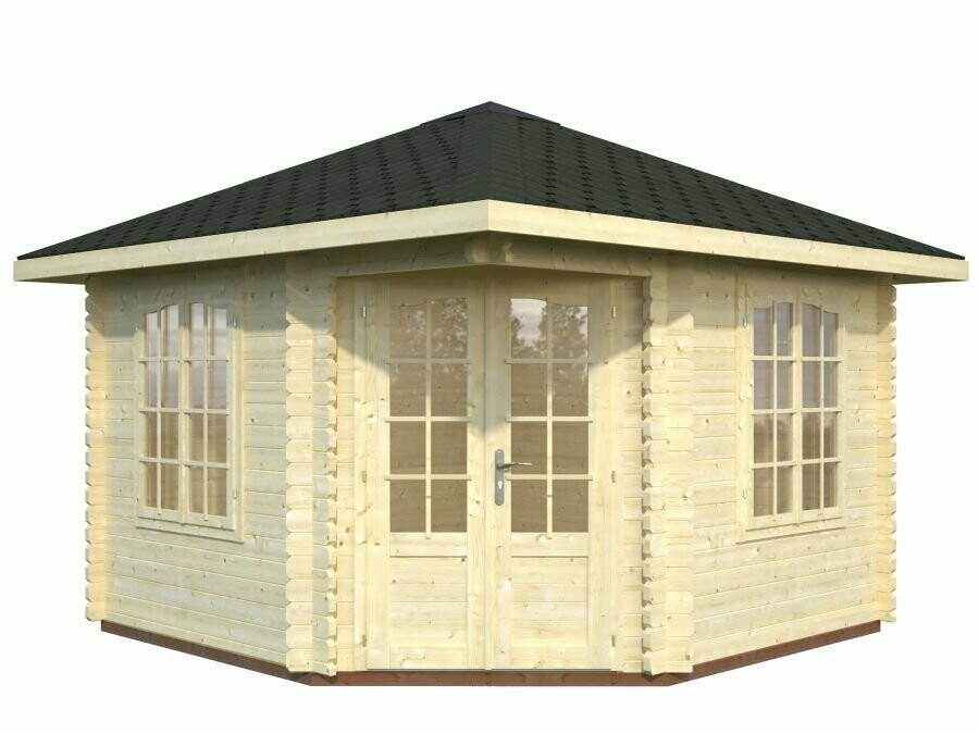 barewood garden buildings corner cabin 3.5x3.5m 9.6 m²