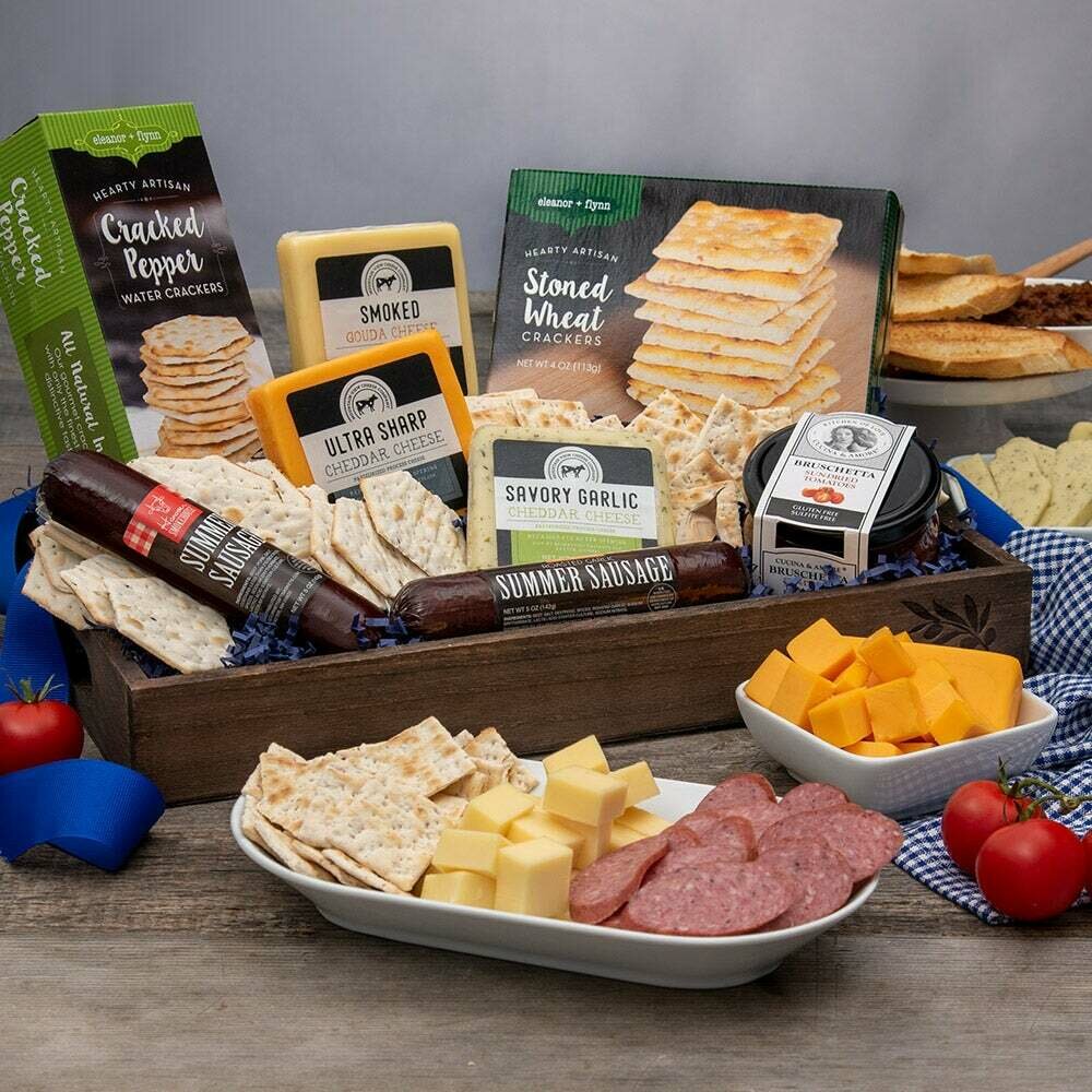 Gourmet Meat & Cheese Sampler Deluxe Anniversary Gift Baskets and