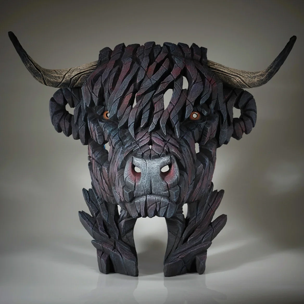 Highland Cow Black Bust by Edge Sculpture