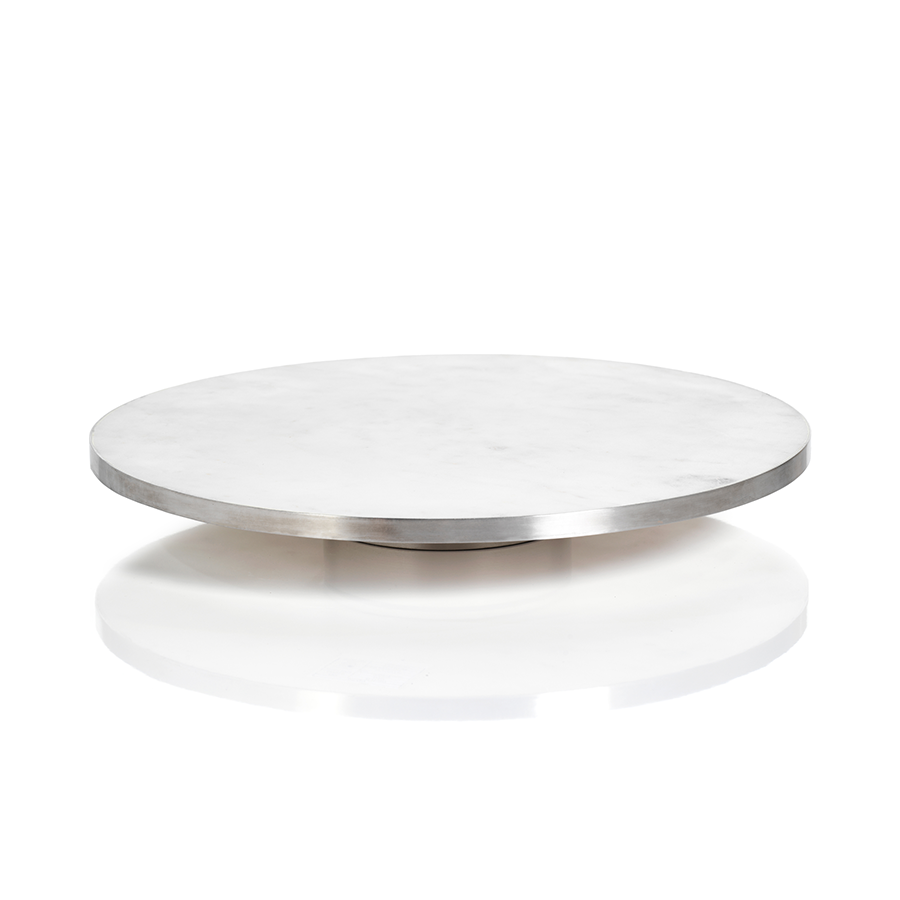 Olivia Marble Lazy Susan Silver