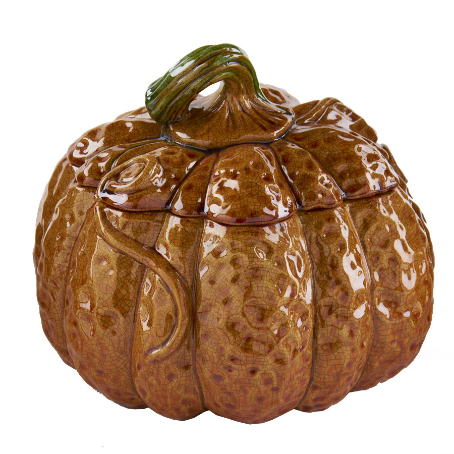 Orange Ceramic Lidded Pumpkin