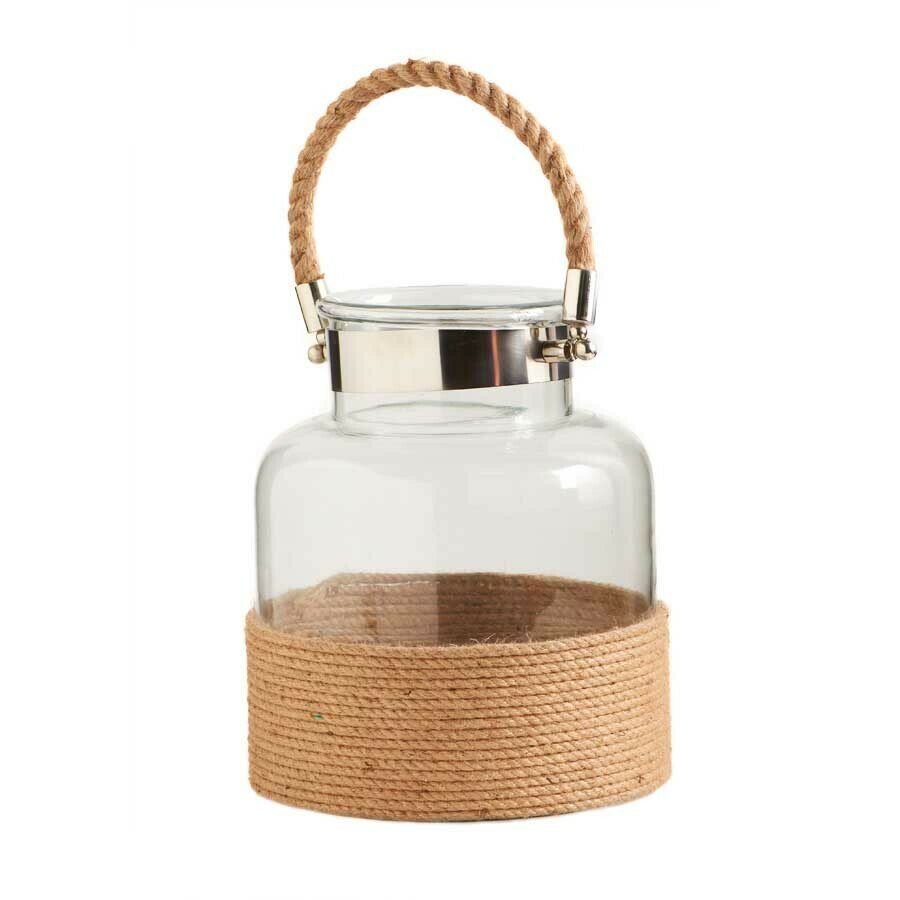 Glass Jar with Rope Handle/Base