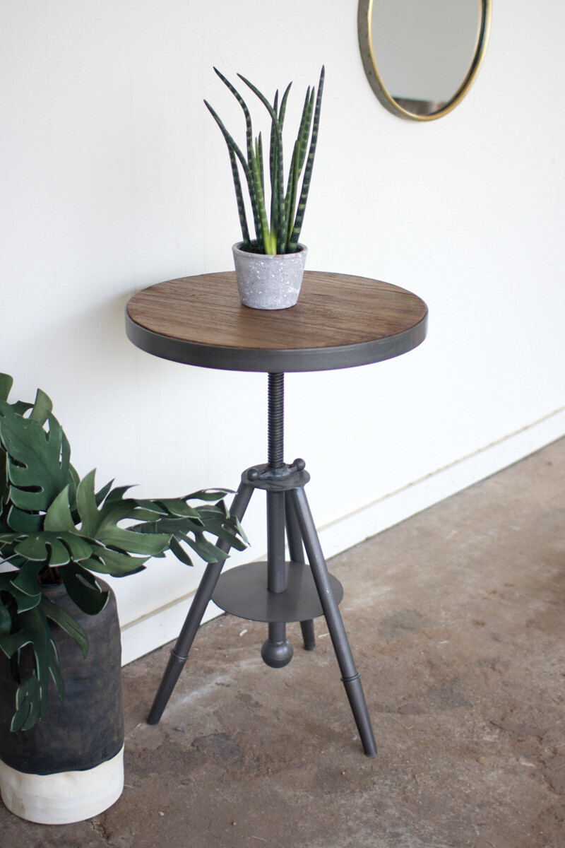 Round Wood Metal Side Table 1420 HEM