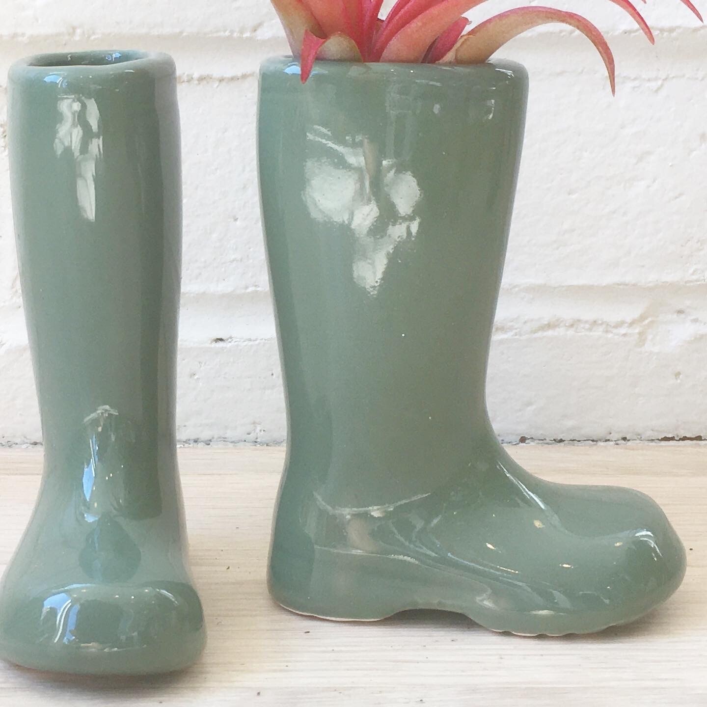 Green Boot Vase/ Airplant Holder