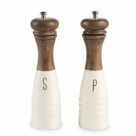 Wood Enamel salt and pepper shakers