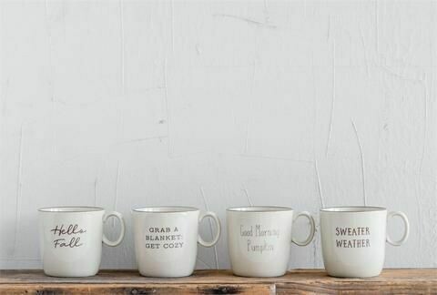 Stoneware mug with fall saying