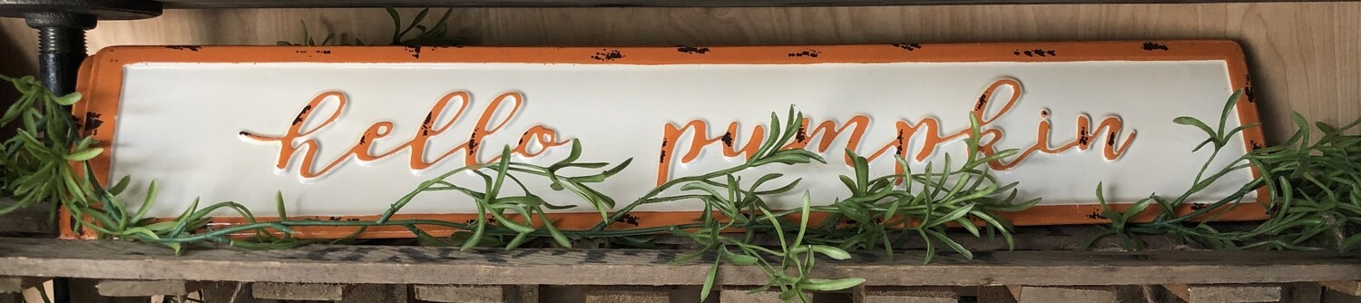 Hello Pumpkin 20" enamel sign