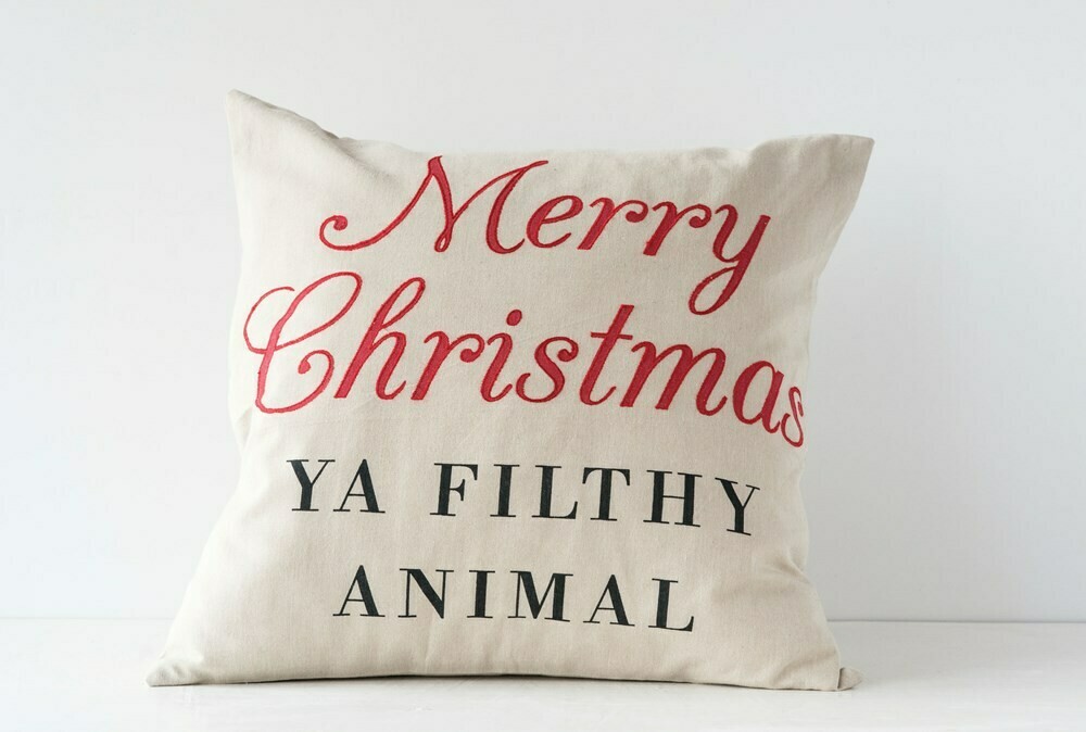 Merry Christmas Ya Filthy Animal pillow