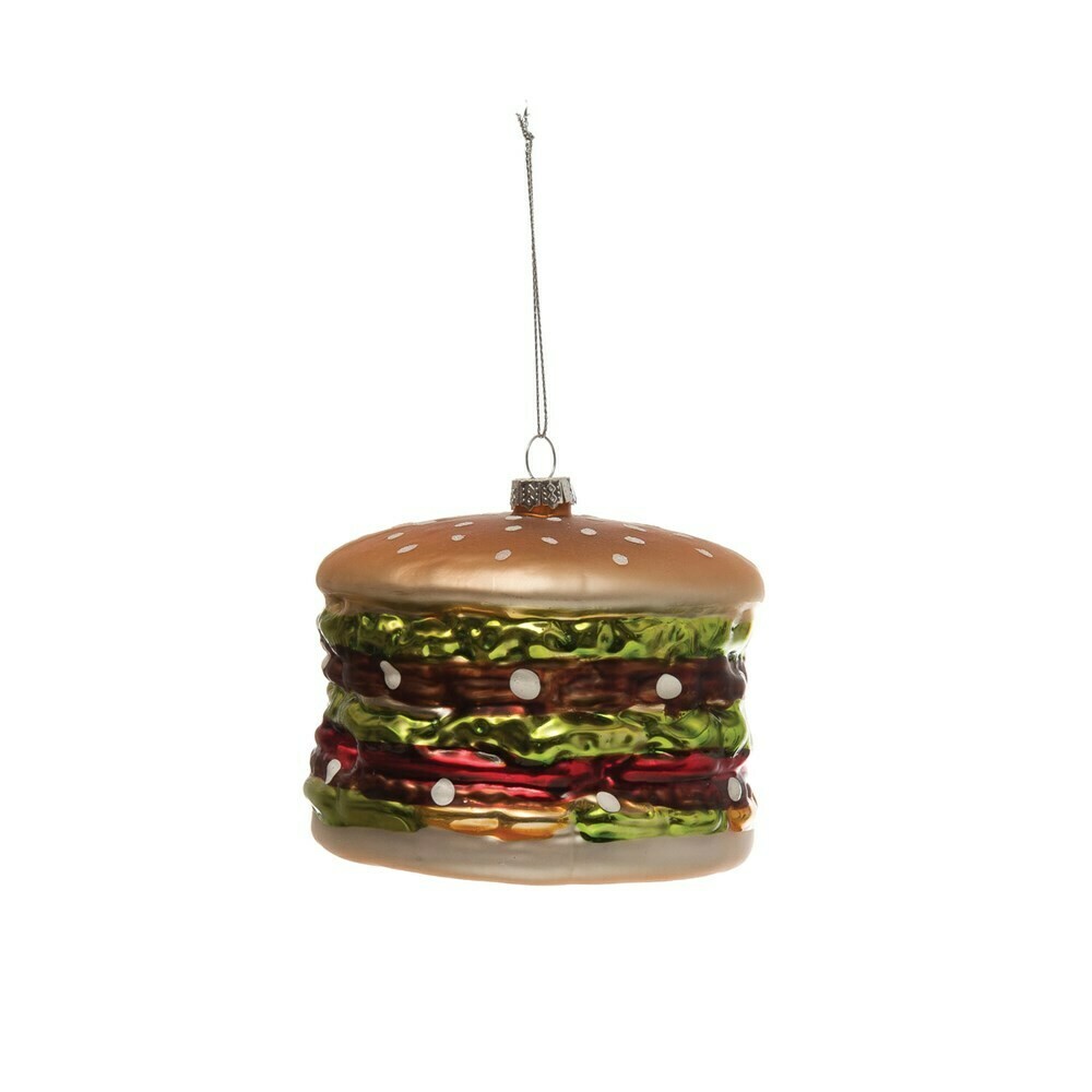 Glass Hamburger Ornament 4"