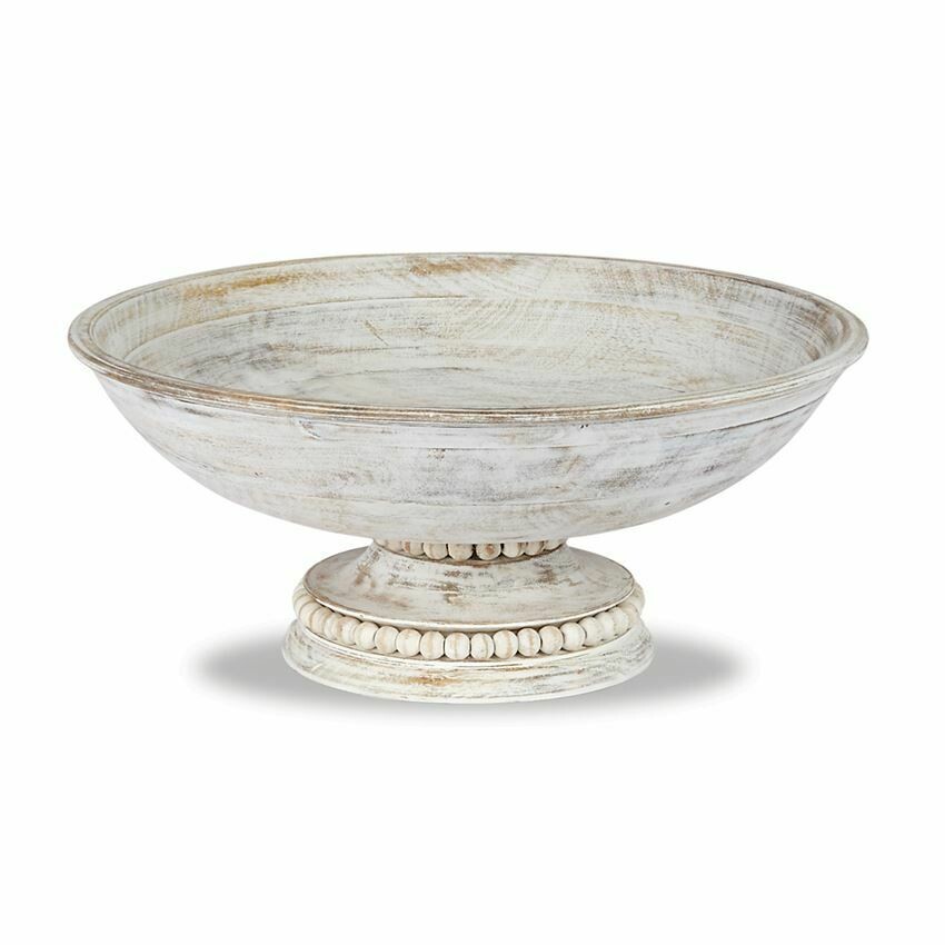 White Beaded Pedestal Serving bowl