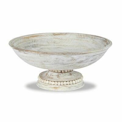 White Beaded Pedestal Serving bowl
