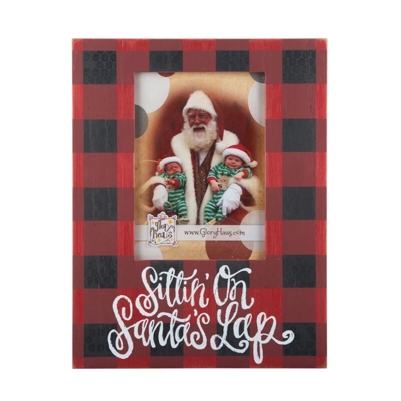 Sittin On Santa's Lap Plaid Picture Frame