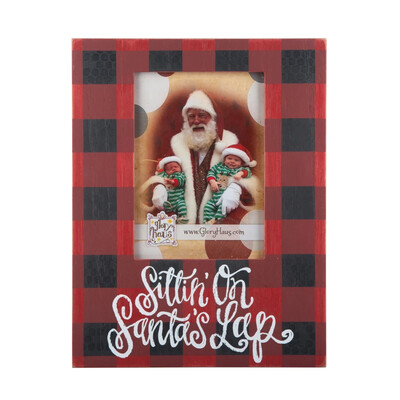 Sittin On Santa's Lap Plaid Picture Frame