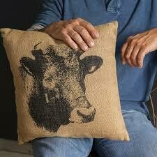 Bull Feed Sack Pillow
