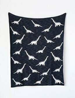 cotton knit baby blanket Dino