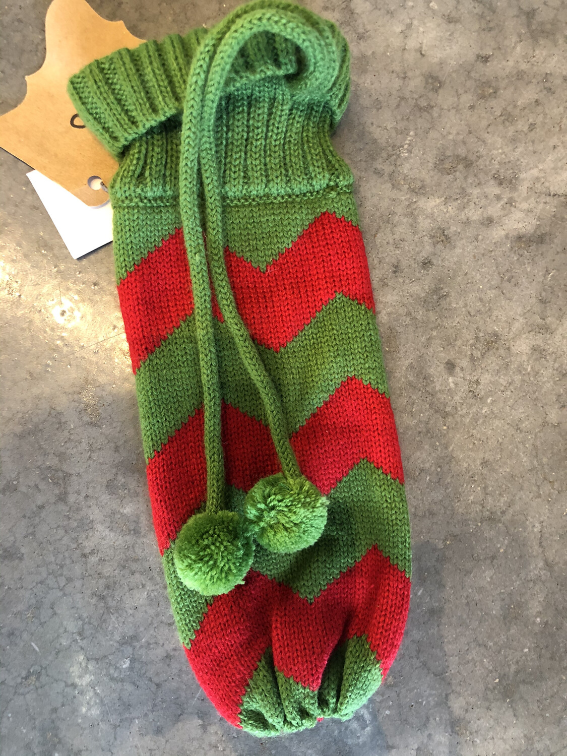 Red/Green Chevron Wine Bottle Cover