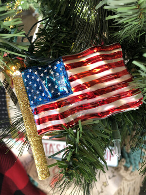 Glass Flag Ornament 