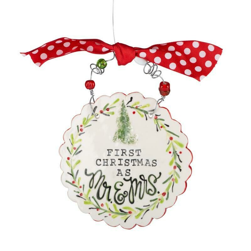 Flat First Christmas Mr and Mrs Ornament 