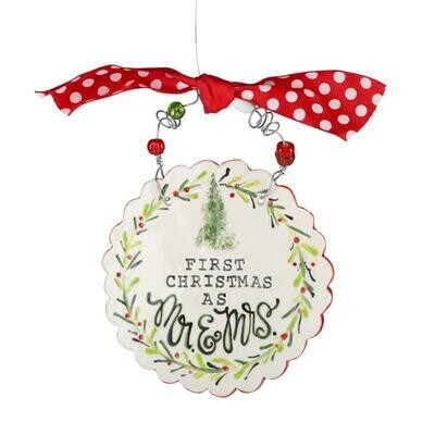 Flat First Christmas Mr and Mrs Ornament 