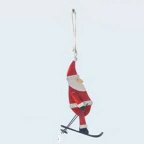 Metal Skiing Santa Ornament 