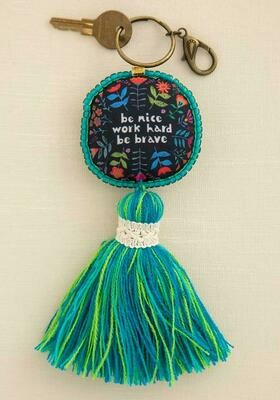 Mantra Keychain - Be Nice Work Hard