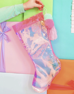 Pink Iridescent Christmas Stocking w/ Poms