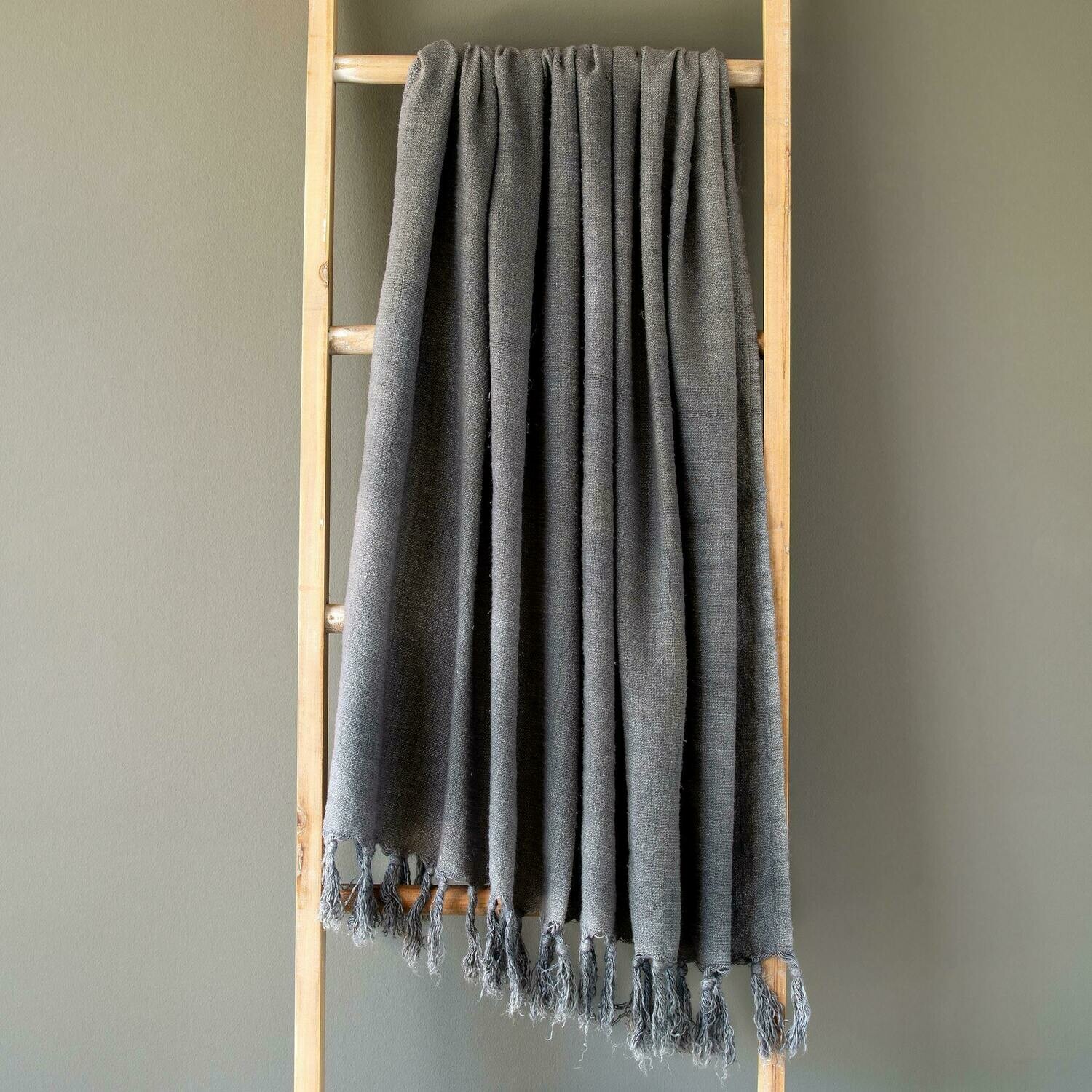 Washed Linen Throw- Grey