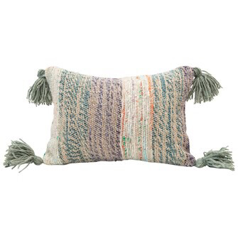Cotton Lumbar Pillow w/ Tassels 