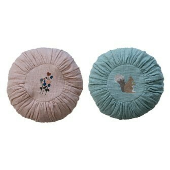 Round Embroidered Pillow 2 styles 