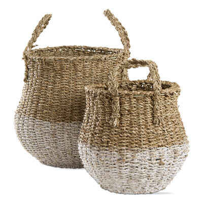 Small Two Tone Seagrass Basket