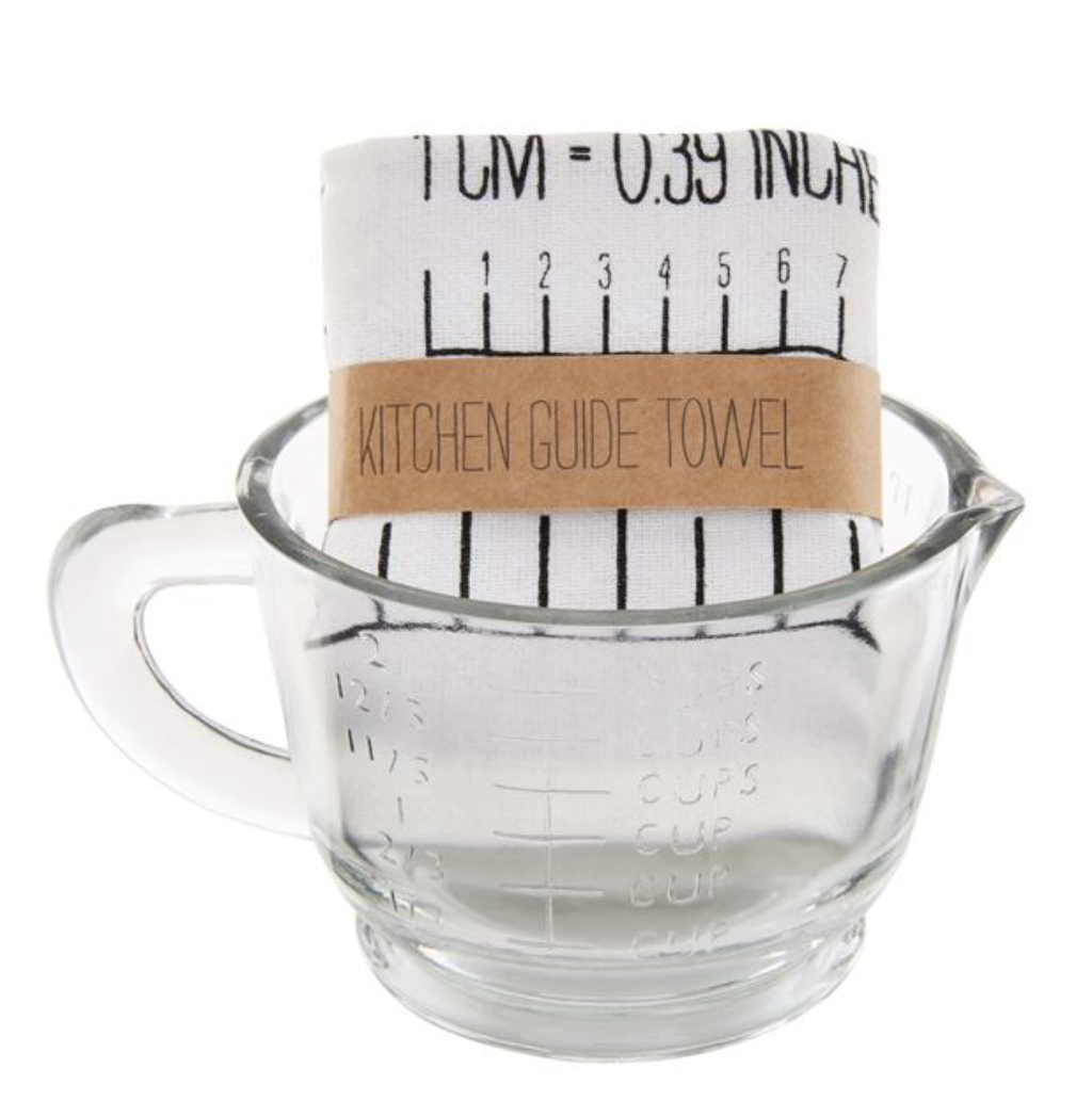 Glass Measuring Cup w/ Towel 