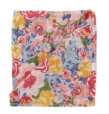 rainbow floral muslin swaddle