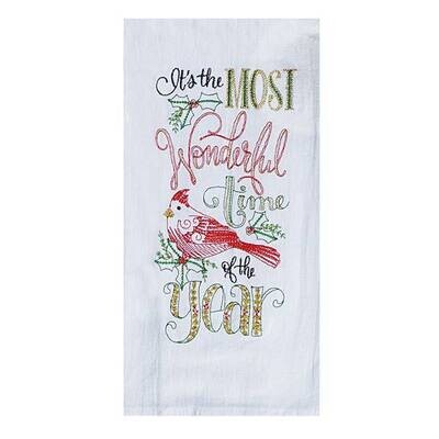 Cardinal Embroidered Towel 