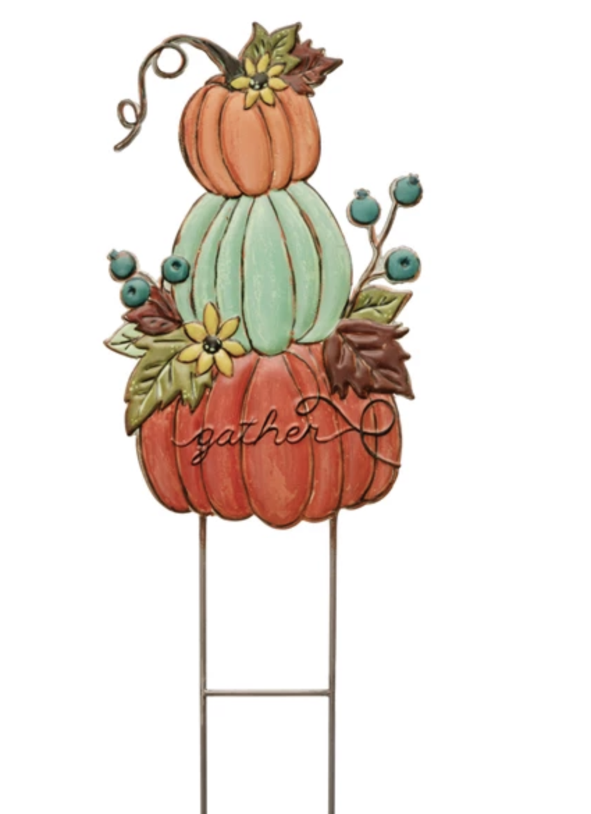 Metal Pumpkin Gather Garden Stick
