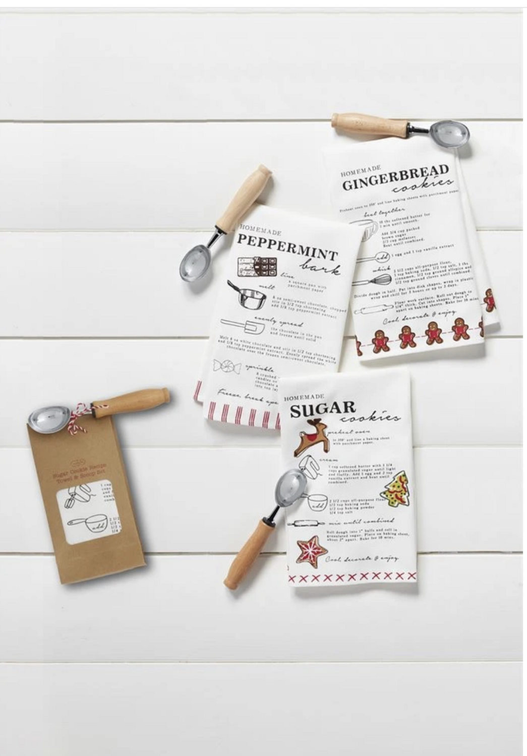 Gingerbread Cookie Towel Recipe Scoop Set