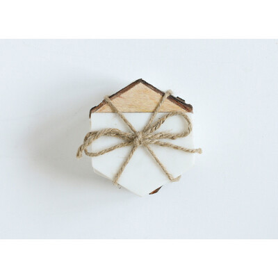 Hexagon Marble and Wood Coasters
