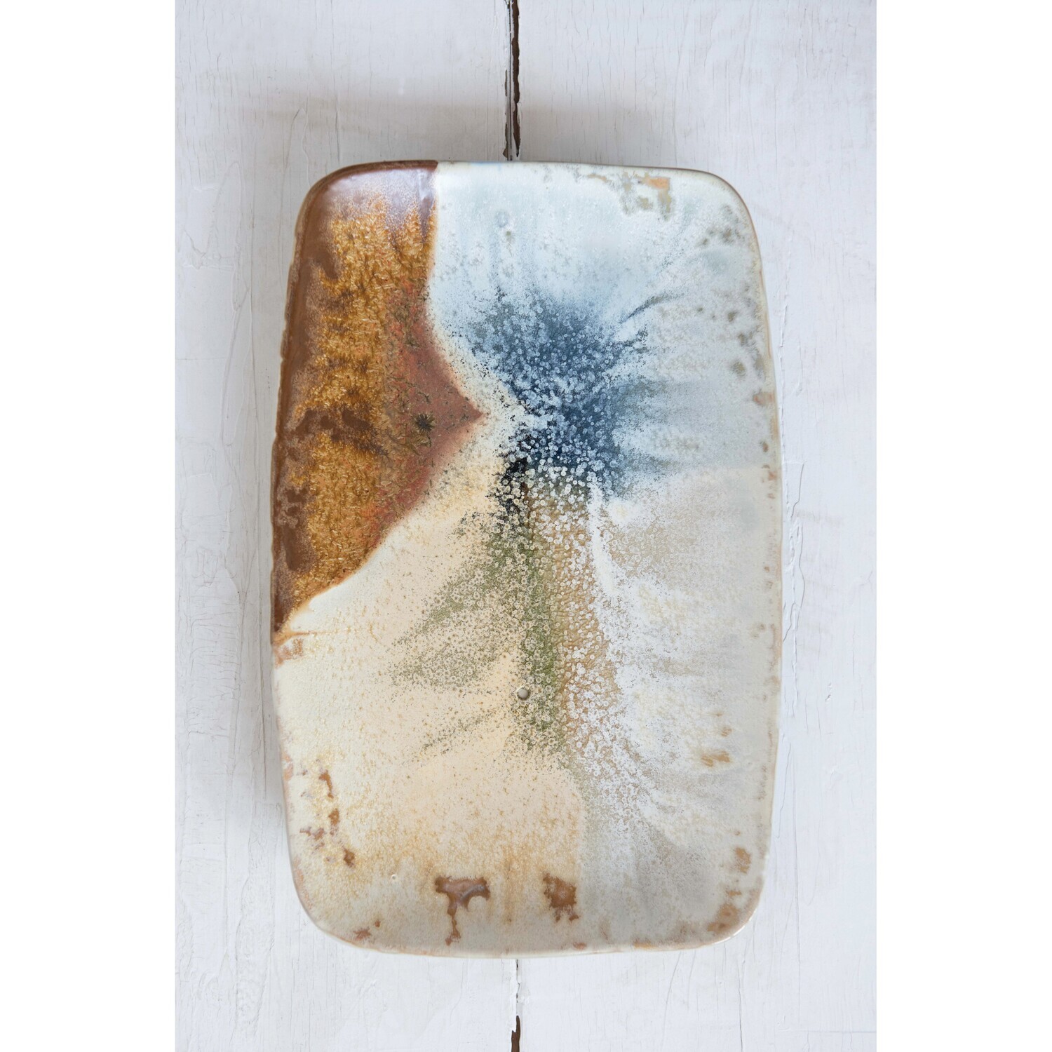 Stoneware Plate with Mixed Color Glaze