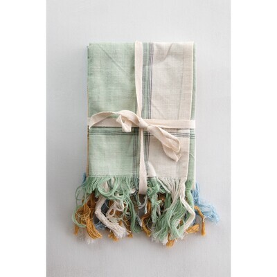 3 Set Tea Towels with Fringe