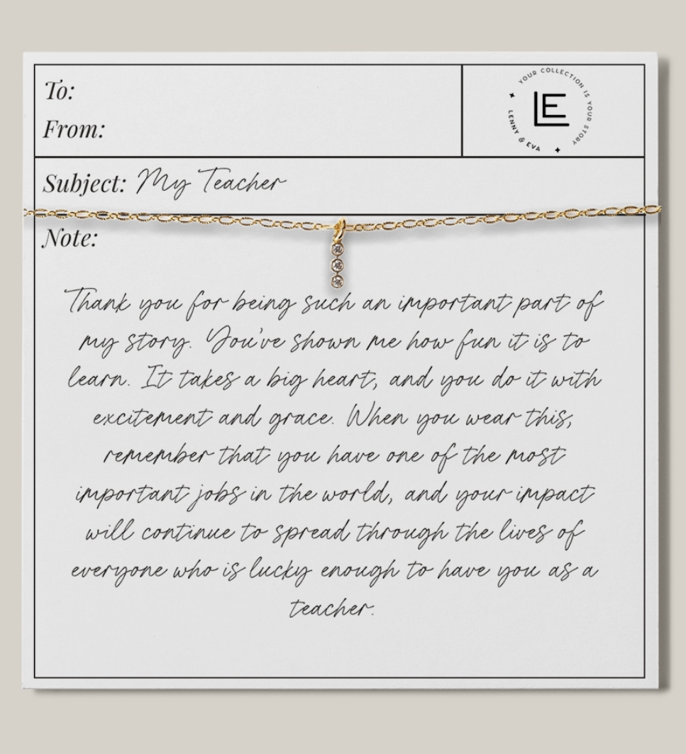 My Teacher Necklace 3 Diamonds