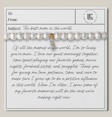 Best Mom Pearl Bracelet 3 Diamonds