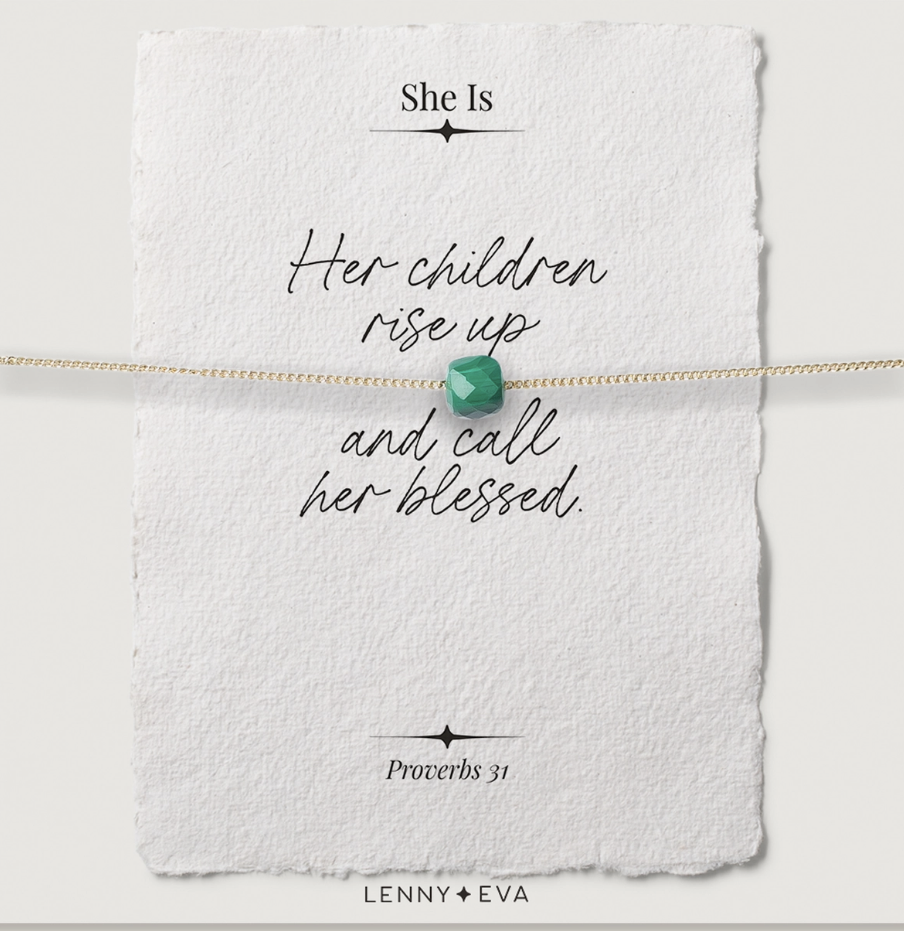 She is Necklace Green Stone