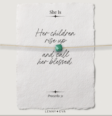 She is Necklace Green Stone