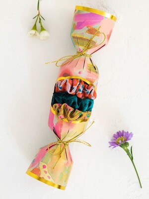 Green Floral Scrunchie Set