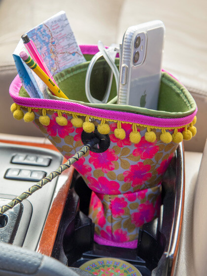 Cup Holder Organizer Pink Flower