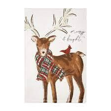 Merry &amp; Bright Deer Tea Towel