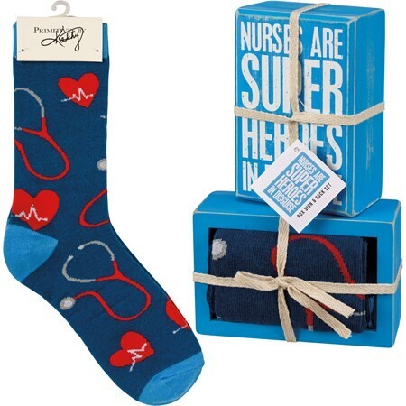 Nurses Are Super Heroes Sign and Socks