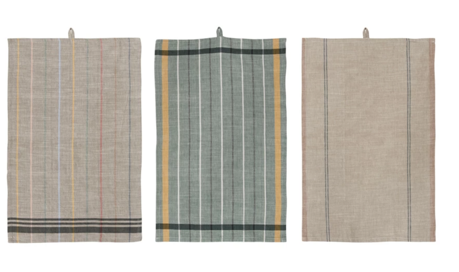 Cotton Tea Towels Tan and Green 3 Styles